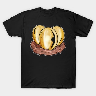 A Set Of Golden Painted Easter Eggs In Nest. Easter Egg T-Shirt